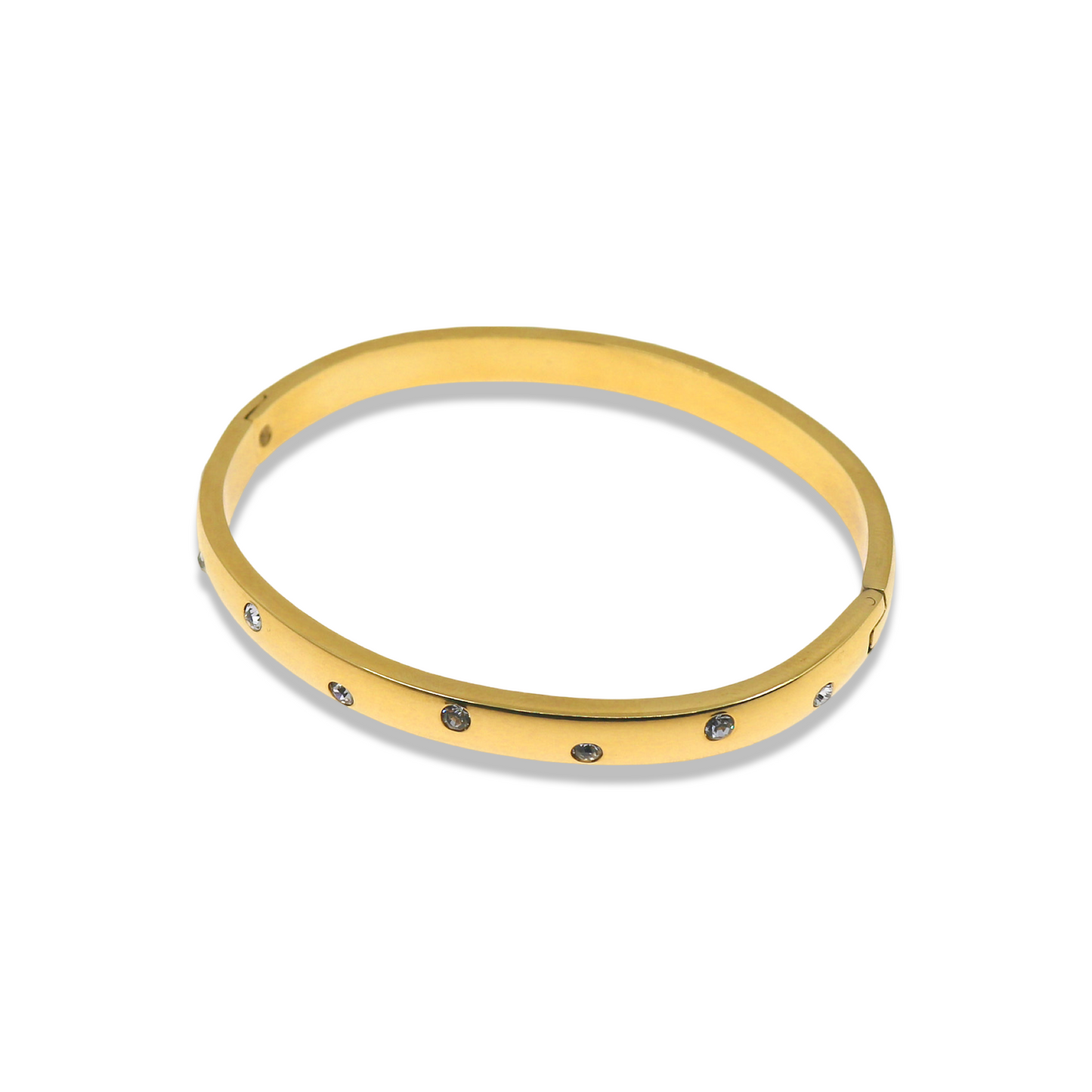 GOLD BANGLE WITH  SCATTERED ZIRCONIA