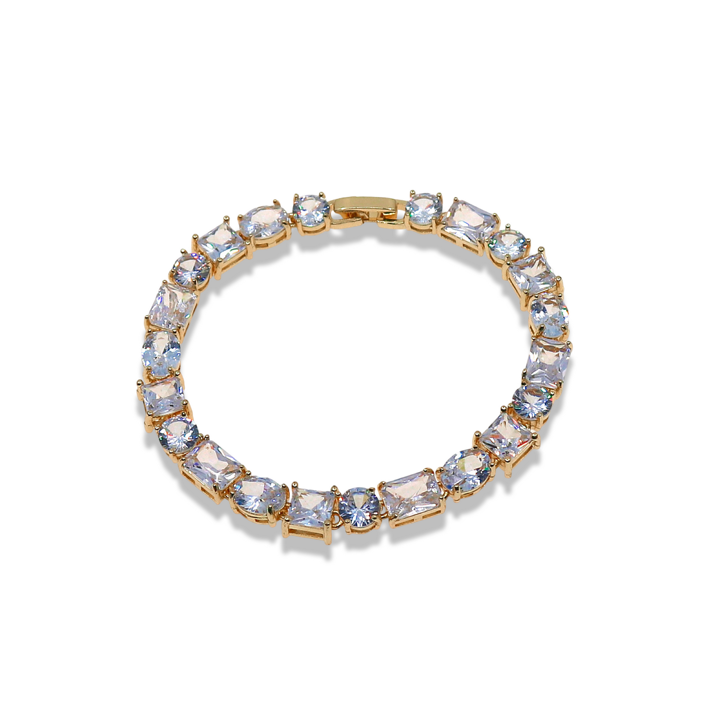 Geometric Zirconia Tennis Bracelet GLD WHITE