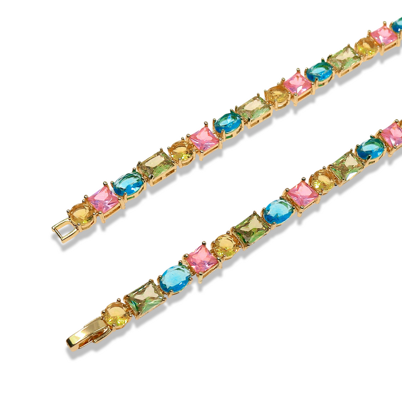 GEOMETRIC ZIRCONIA TENNIS NECKLACE