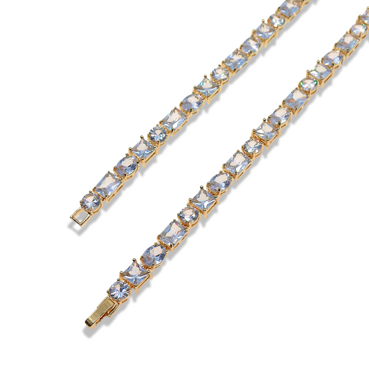 geometric zirconia tennis necklace GOLD