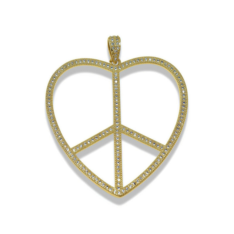 Large zirconia peace heart pendant