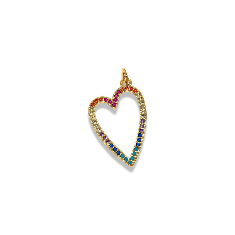 Rainbow zirconia open heart pendant