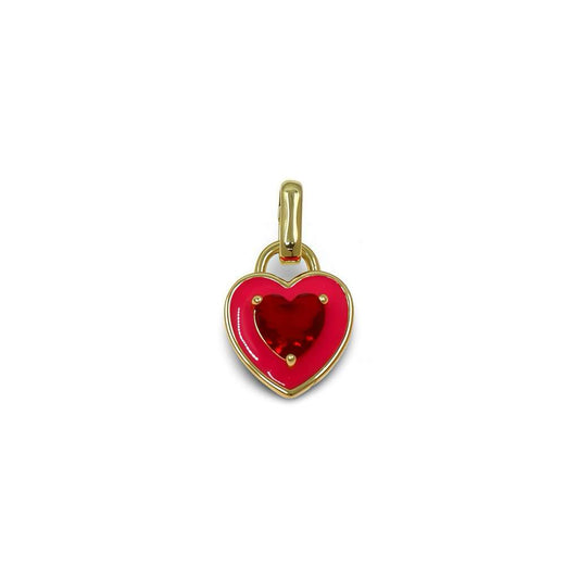 ENAMEL  HEART CHARM WITH MATCHING STONE CENTER