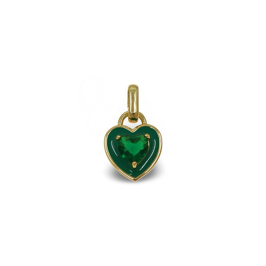 ENAMEL  HEART CHARM WITH MATCHING STONE CENTER