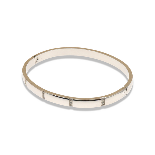 GOLD BANGLE - LINEAR ZIRCONIA DESIGN