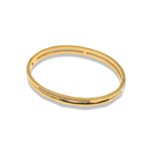 SPLIT DESIGN BAMBOO AND CRYSTAL BANGLE