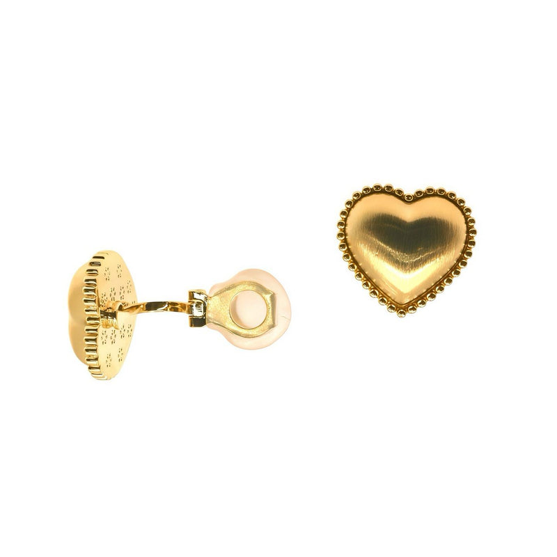 Gold puffy heart clip- on earring with textured edge