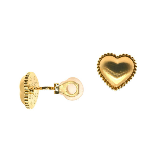 GOLD PUFFY HEART CLIP- ON EARRING WITH TEXTURED EDGE