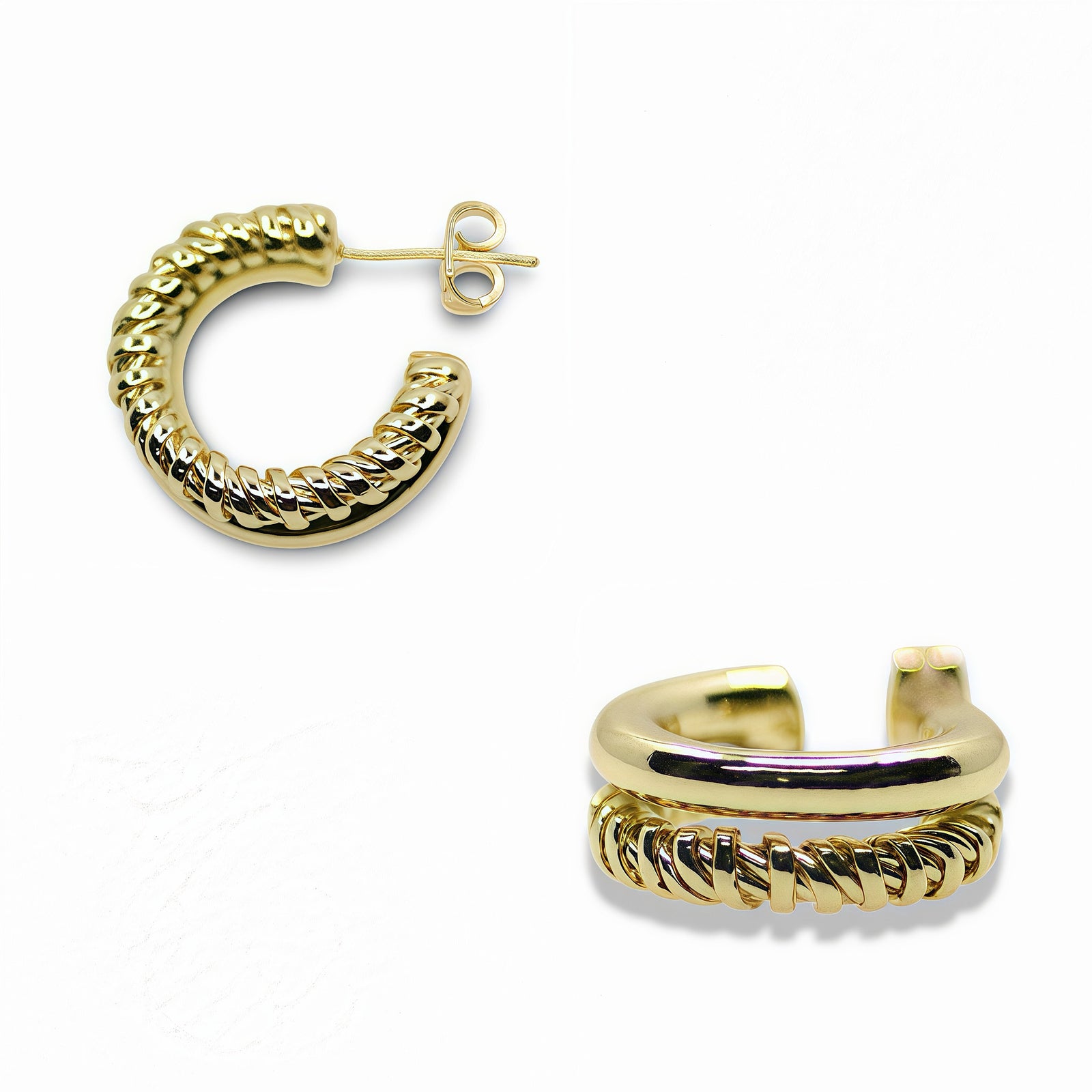 14K Gold Filled Twisted Double Hoop Earrings