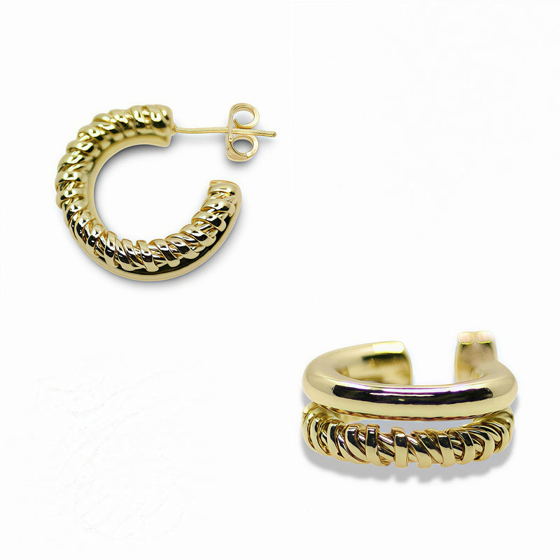 14K Gold Filled Twisted Double Hoop Earrings