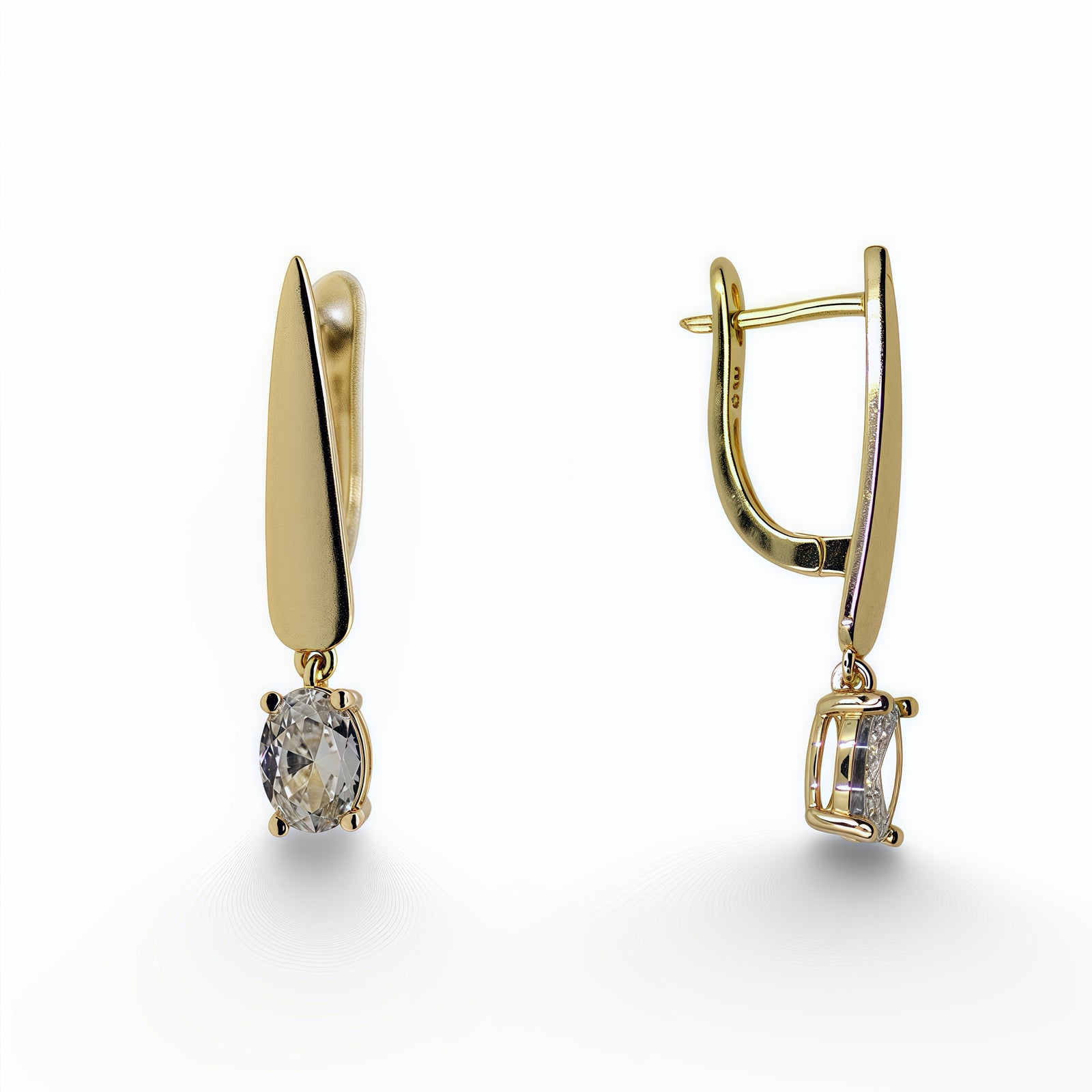 14k Gold Filled Oval Crystal Drop Earrings
