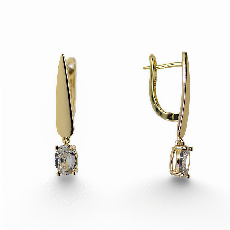 14k Gold Filled Oval Crystal Drop Earrings