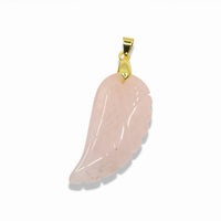 Quartz Angel Wing Pendant With 14k Gold Plated Bail