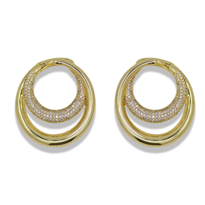 14K Gold Filled Pavé Crescent Hoop Earrings
