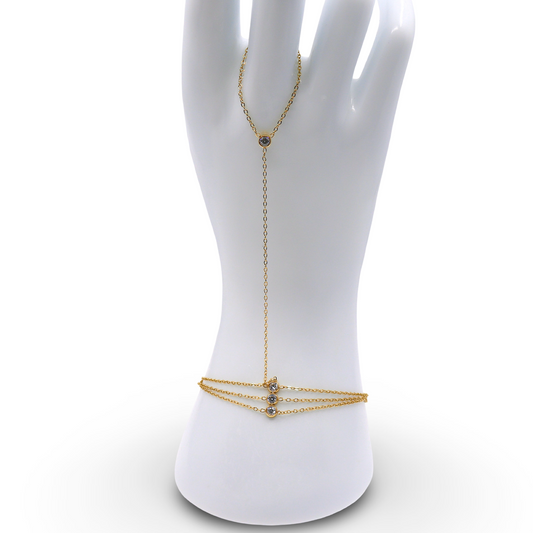TRIPLE STRAND HAND CHAIN WITH ZIRCONIA