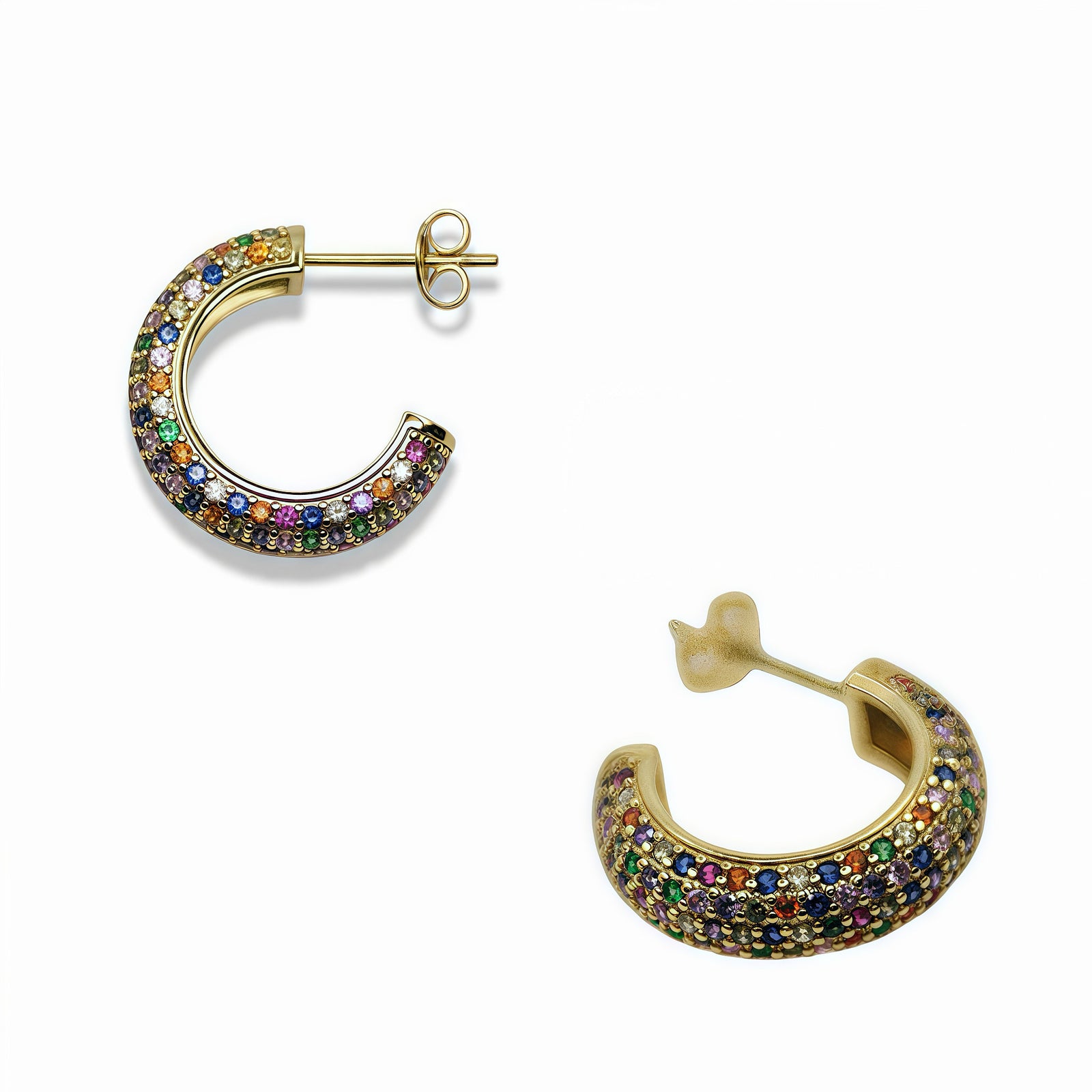Rainbow Pavé Hoop Earrings – 14K Gold Filled