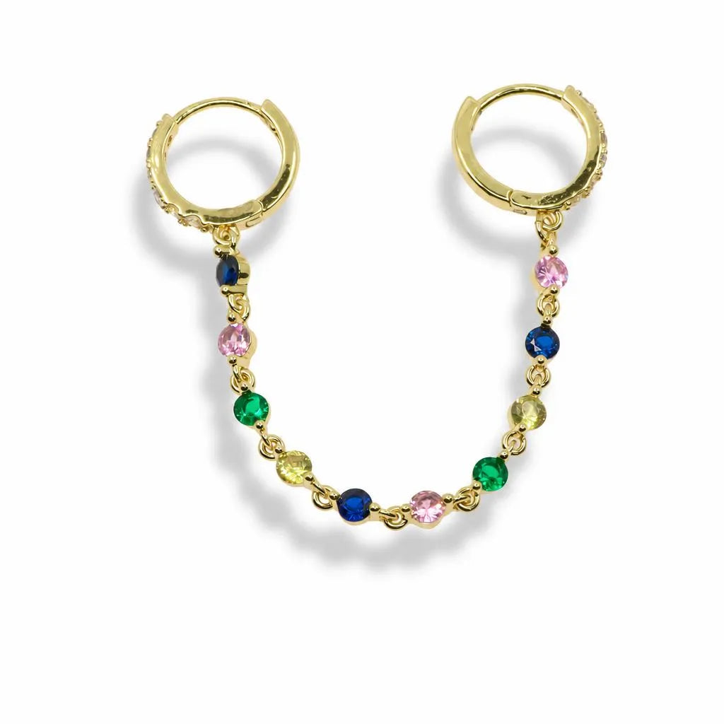 Rainbow Chain Huggie Single Earring – 14K Gold Filled
