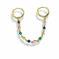 Rainbow Chain Huggie Single Earring – 14K Gold Filled