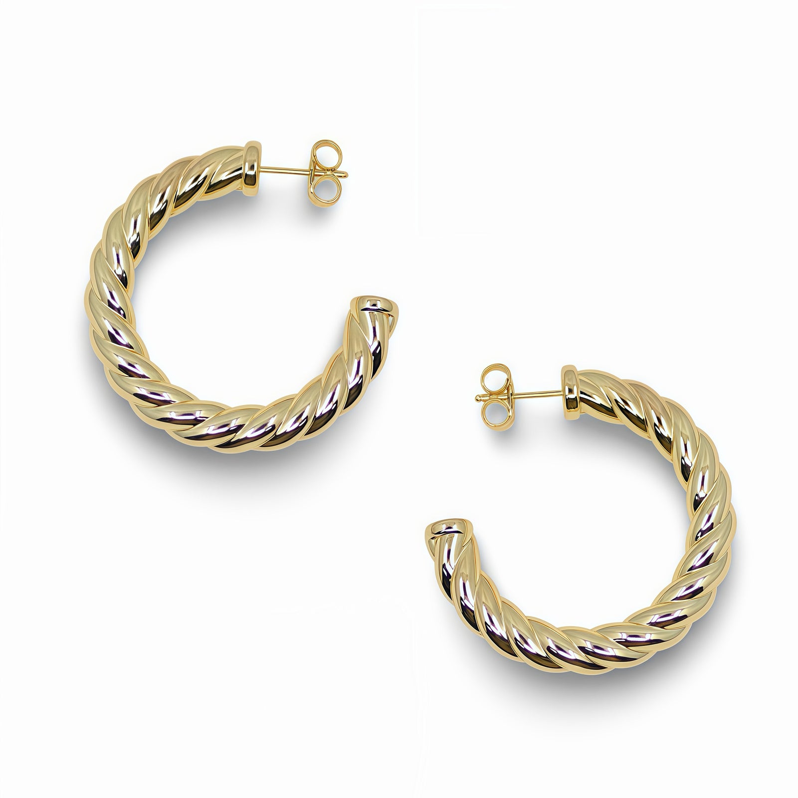 14k Gold Filled Twisted Rope Hoop Earrings