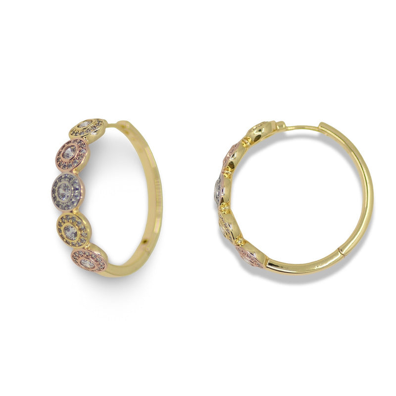 Tri-Tone Halo Hoop Earrings – 14K Gold Filled