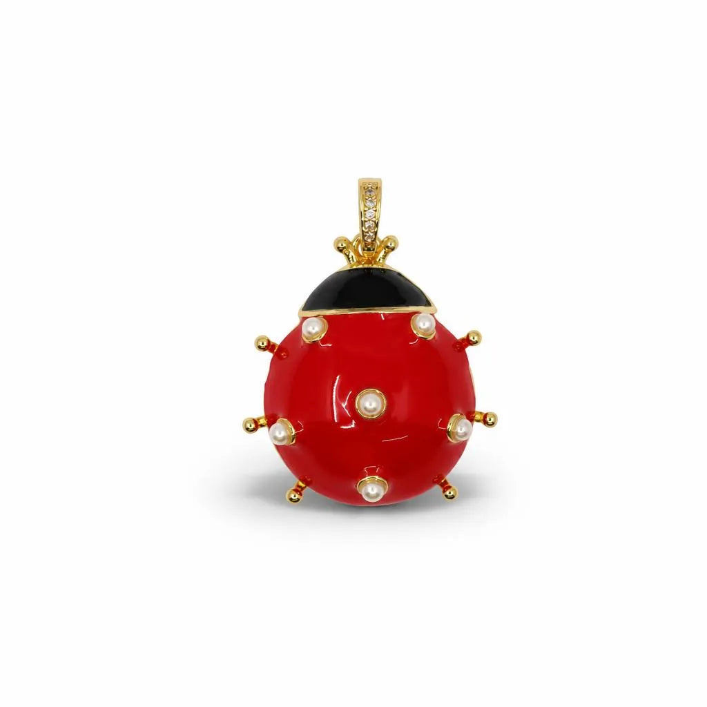 Chunky Lucky Ladybug Pearl Charm – 14K Gold Filled