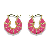 Pink Enamel Twist Huggie Earrings – 14K Gold Filled
