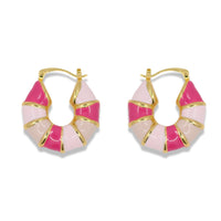 Pink Enamel Twist Huggie Earrings – 14K Gold Filled