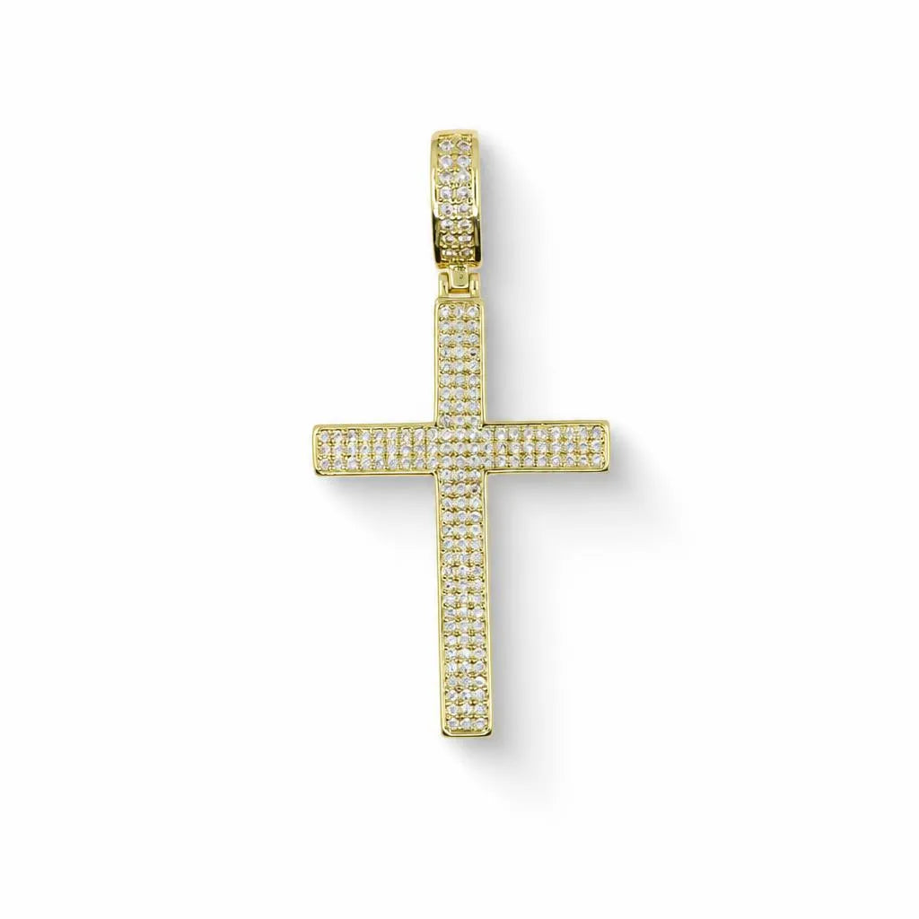Classic Pavé Cross Pendant – 14K Gold Filled