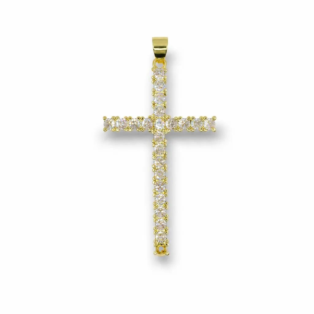 Crystal Line Cross Pendant – 14K Gold Filled