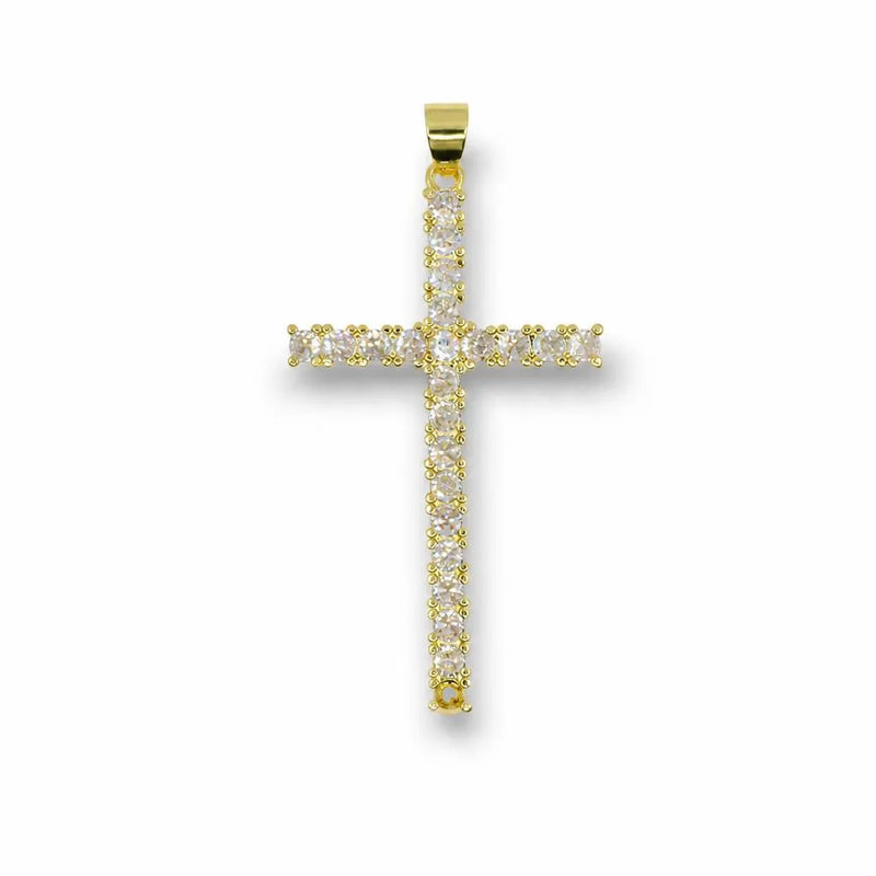 Crystal Line Cross Pendant – 14K Gold Filled