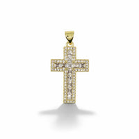Princess Cut Halo Cross Pendant – 14K Gold Filled