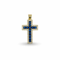 Princess Cut Halo Cross Pendant – 14K Gold Filled