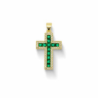 Princess Cut Halo Cross Pendant – 14K Gold Filled