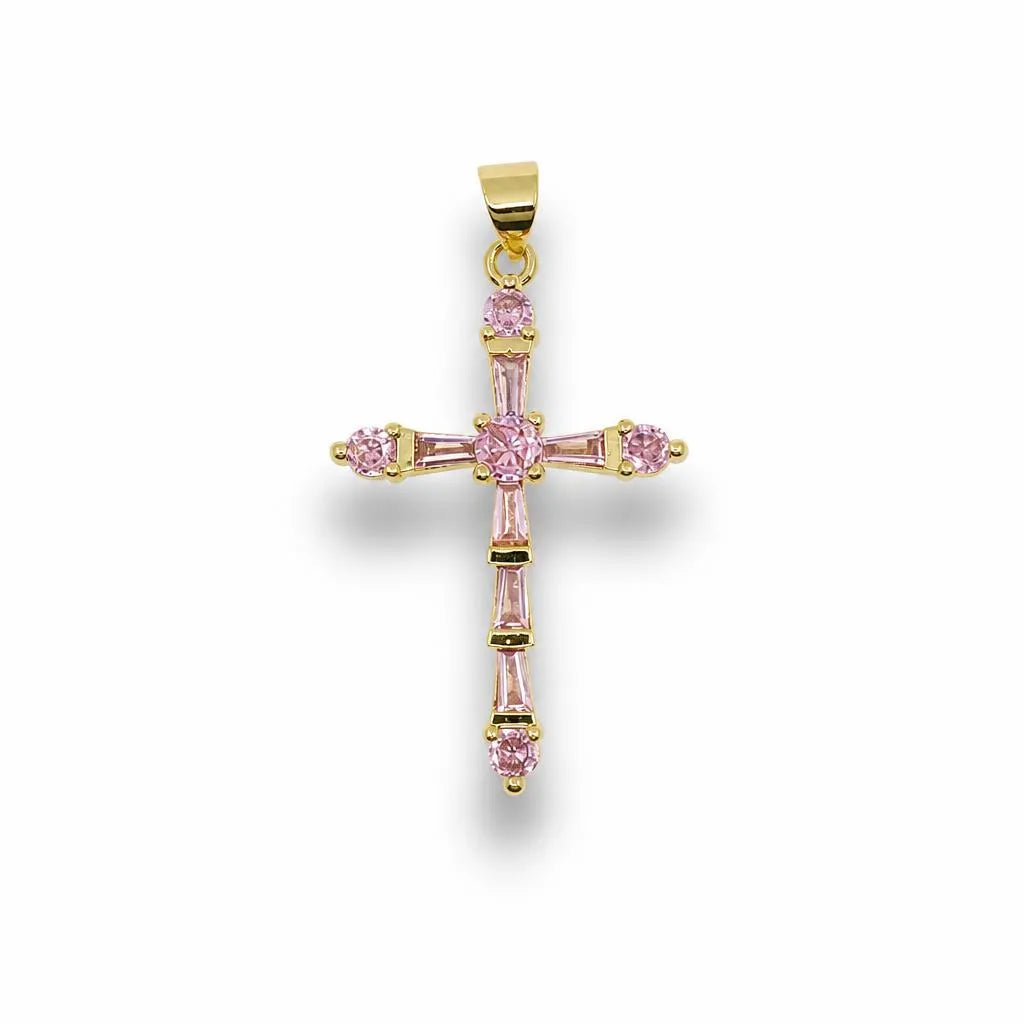 Gemstone Cross Pendant – 14K Gold Filled