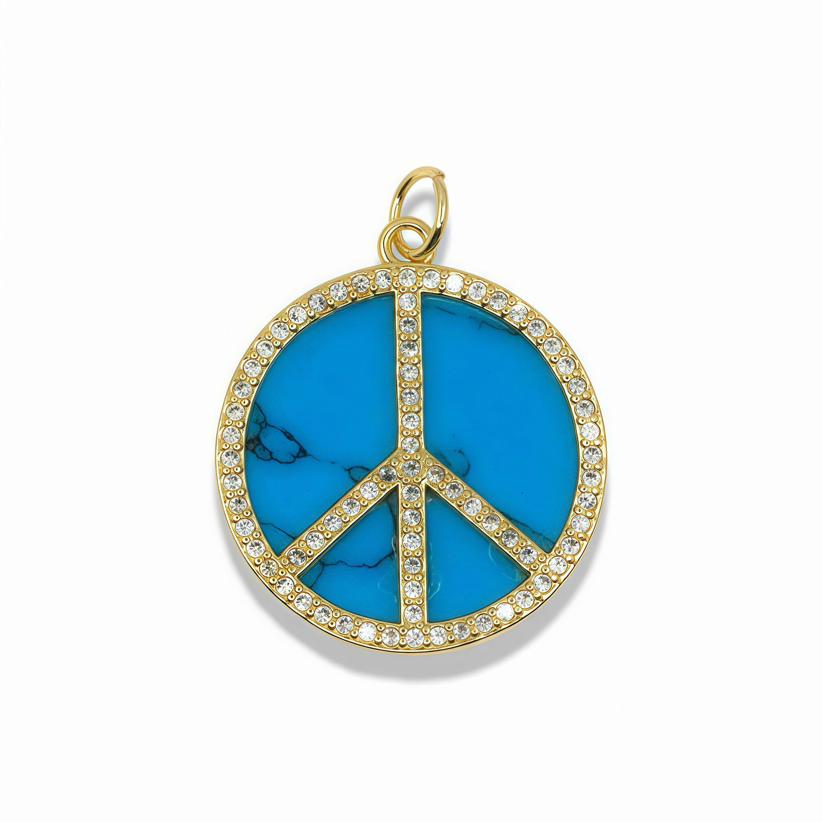 14K Gold Filled Turquoise Peace Sign Pendant