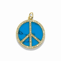 14K Gold Filled Turquoise Peace Sign Pendant
