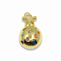 14K Gold Filled Multicolor Crystal Ladybug Pendant