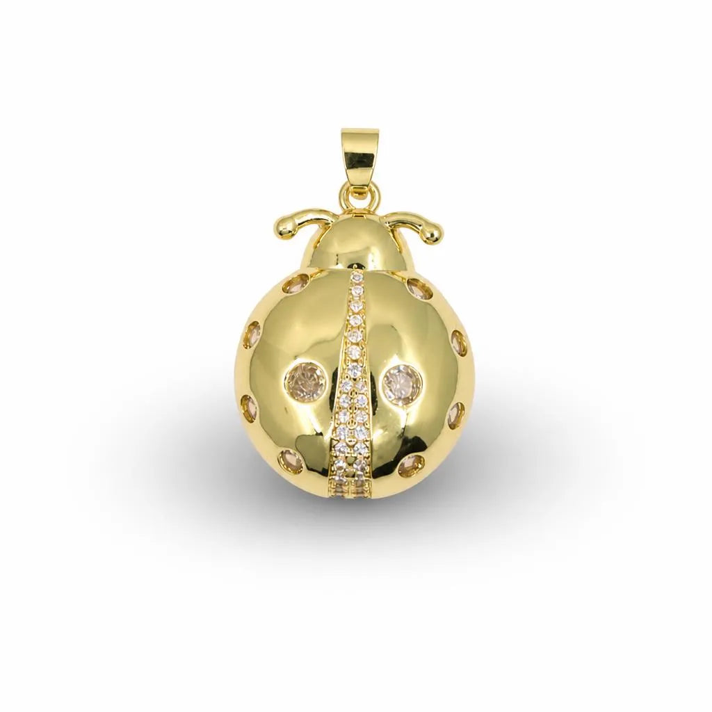 Golden Ladybug Crystal Pendant – 14K Gold Filled