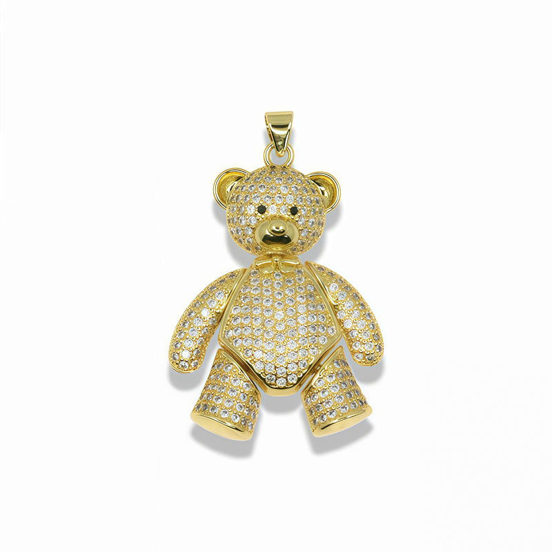 Golden Movable Pavé Bear Pendant