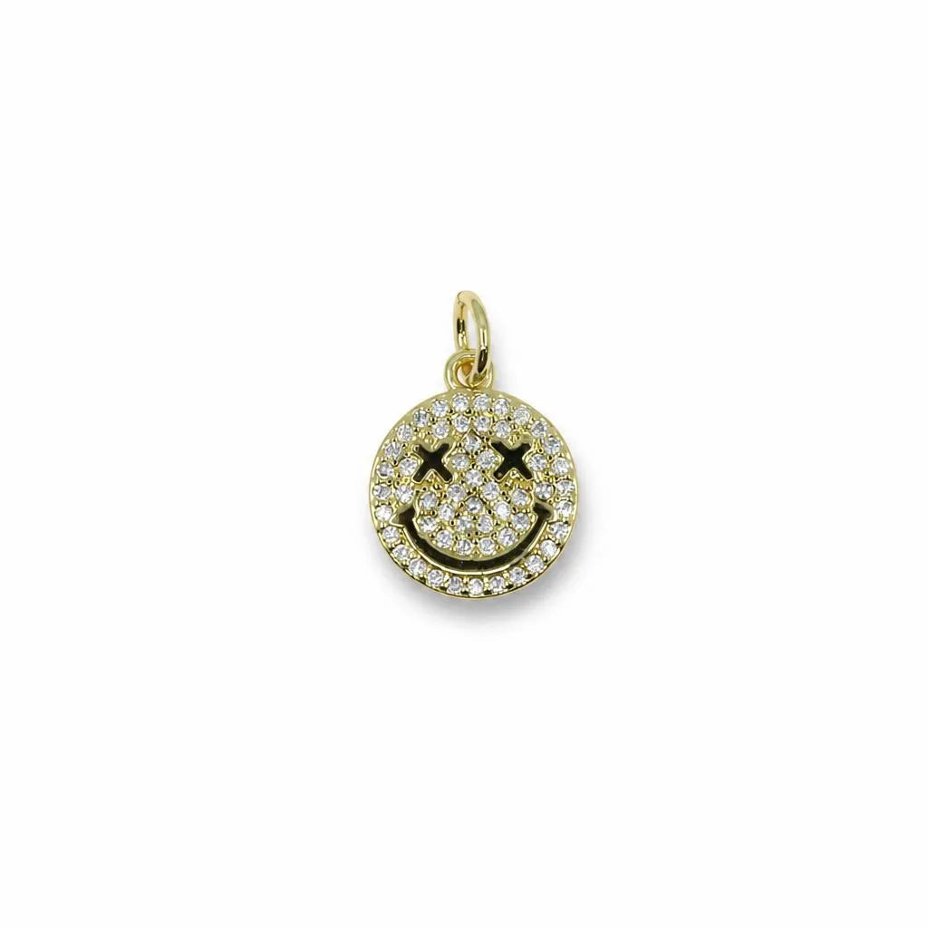 Crystal Smiley Face Pendant – 14K Gold Filled