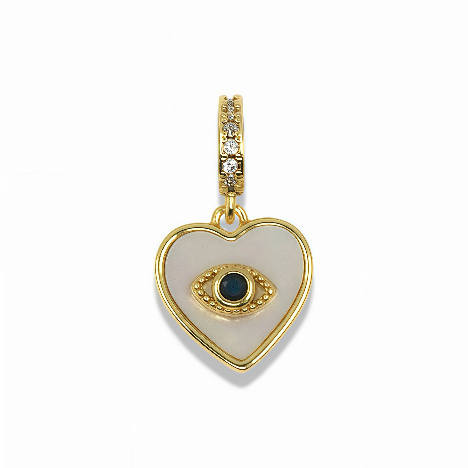 14K Gold Filled Mother of Pearl Evil Eye Heart Pendant