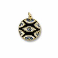 Evil Eye Enamel Medallion Pendant – 14K Gold Filled