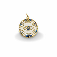 Evil Eye Enamel Medallion Pendant – 14K Gold Filled