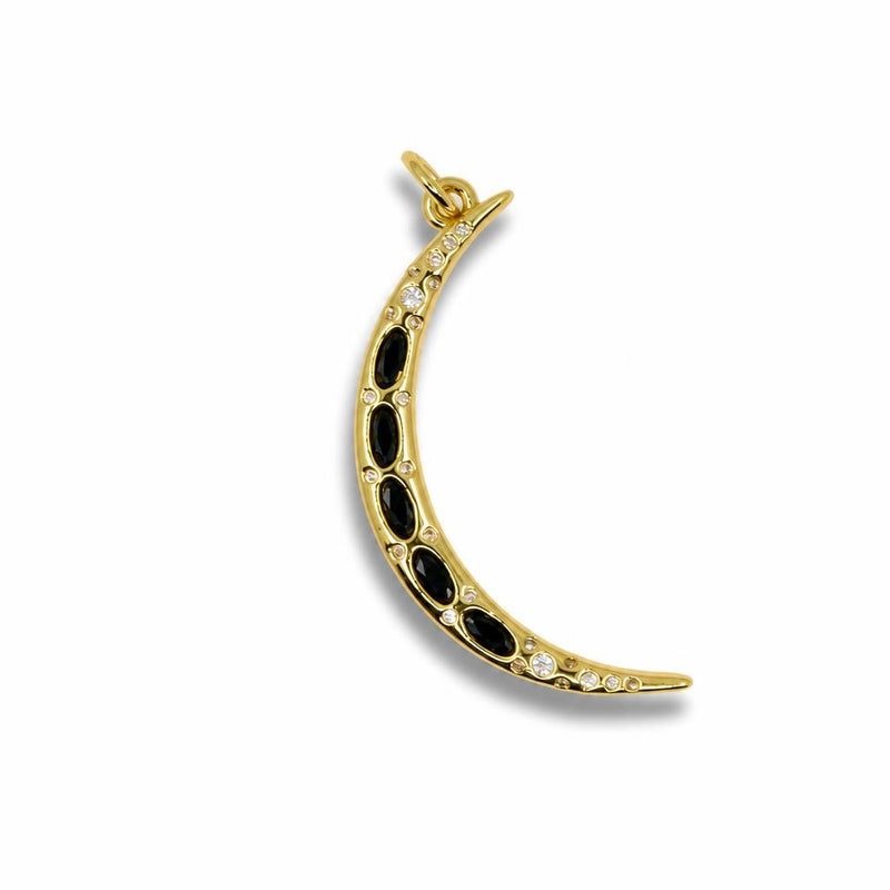 Gemstone Crescent Moon Pendant – 14K Gold Filled