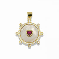 14K Gold Filled Crystal Heart Medallion Pendant