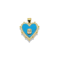 14k Gold Plated Mother Of Pearl Heart Pendant With Gemstone Center