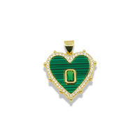 14k Gold Plated Mother Of Pearl Heart Pendant With Gemstone Center