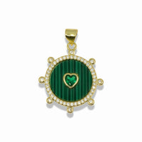 14K Gold Filled Crystal Heart Medallion Pendant