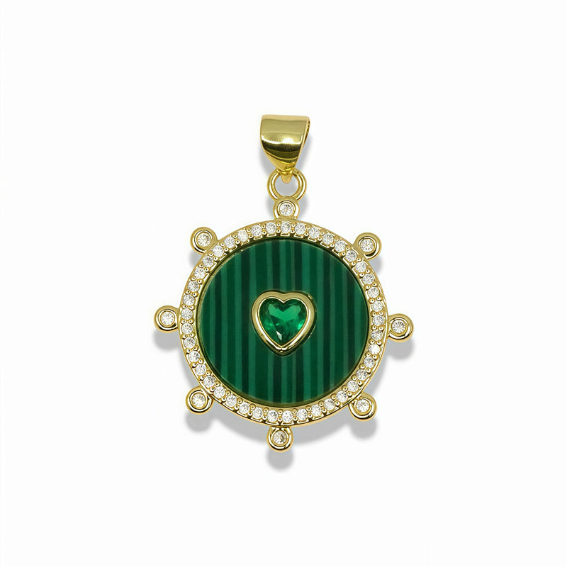14K Gold Filled Crystal Heart Medallion Pendant