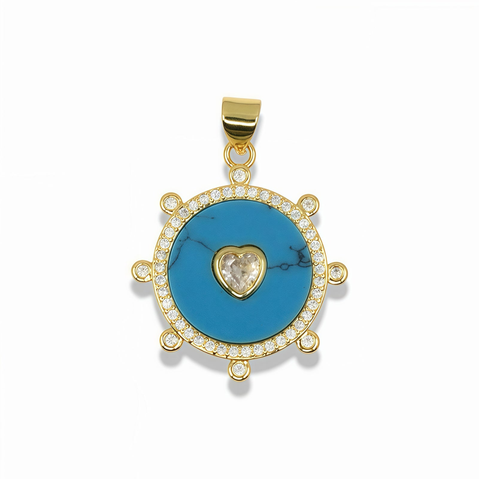 14K Gold Filled Crystal Heart Medallion Pendant